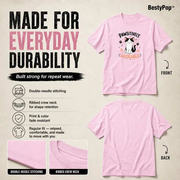 Cat_Lovers_Round_Neck_T-Shirts_For_Women_-_Pawsitively_-_(170_Gsm)_Single_Jersey