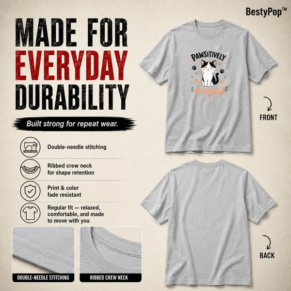Cat_Lovers_Round_Neck_T-Shirts_For_Women_-_Pawsitively_-_(170_Gsm)_Single_Jersey