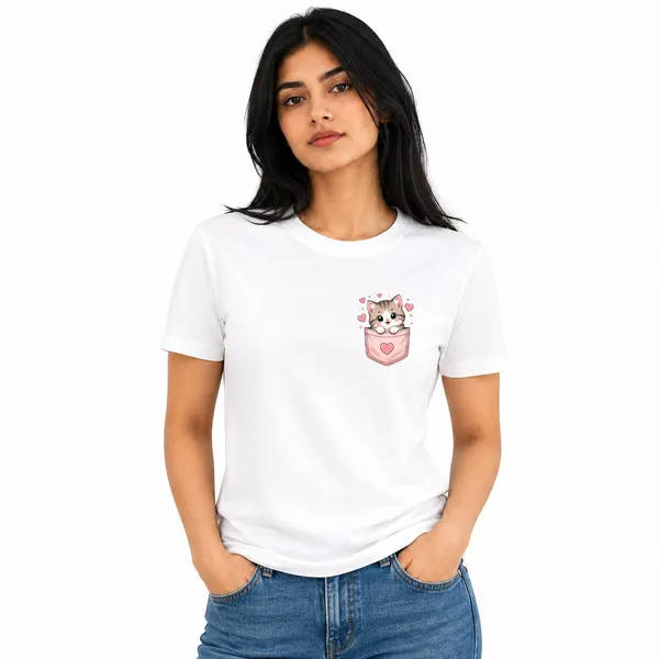 Cat_Lovers_Round_Neck_T-Shirts_For_Women_-_Meow_-_(170_Gsm)_Single_Jersey