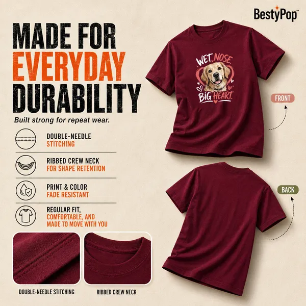 Dog_Lovers_Round_Neck_T-Shirts_For_Women_-_Big_Heart_-_(170_Gsm)_Single_Jersey