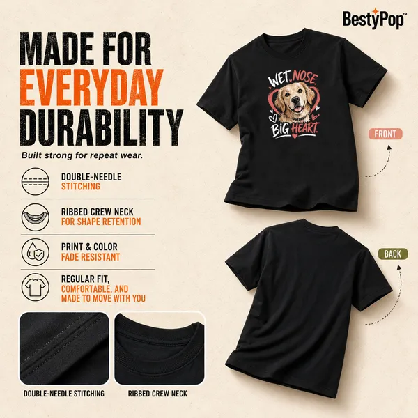 Dog_Lovers_Round_Neck_T-Shirts_For_Women_-_Big_Heart_-_(170_Gsm)_Single_Jersey