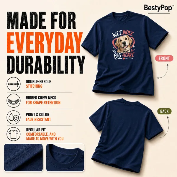 Dog_Lovers_Round_Neck_T-Shirts_For_Women_-_Big_Heart_-_(170_Gsm)_Single_Jersey