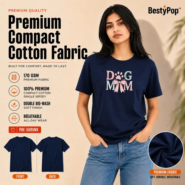 Dog_Lovers_Round_Neck_T-Shirts_For_Women_-_Dog_Mom_-_(170_Gsm)_Single_Jersey
