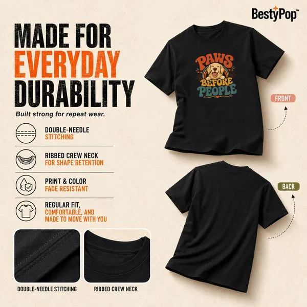 Dog_Lovers_Round_Neck_T-Shirts_For_Women_-_Happy_Paws_-_(170_Gsm)_Single_Jersey