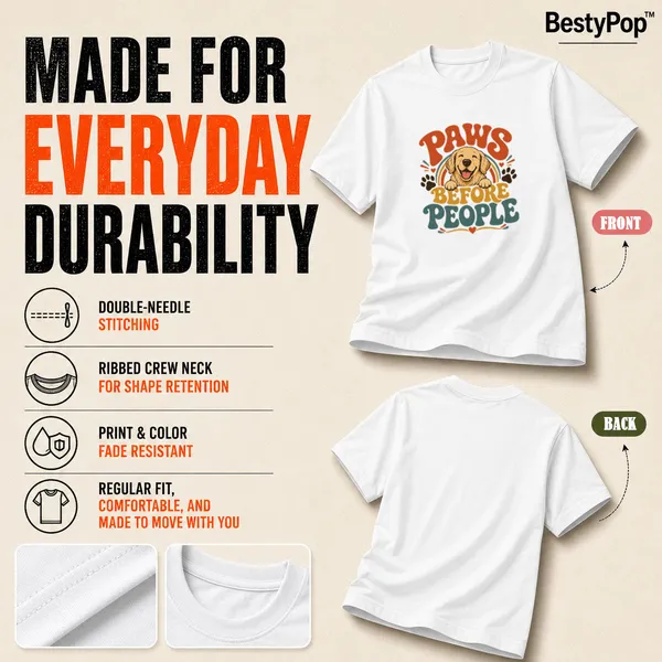 Dog_Lovers_Round_Neck_T-Shirts_For_Women_-_Happy_Paws_-_(170_Gsm)_Single_Jersey
