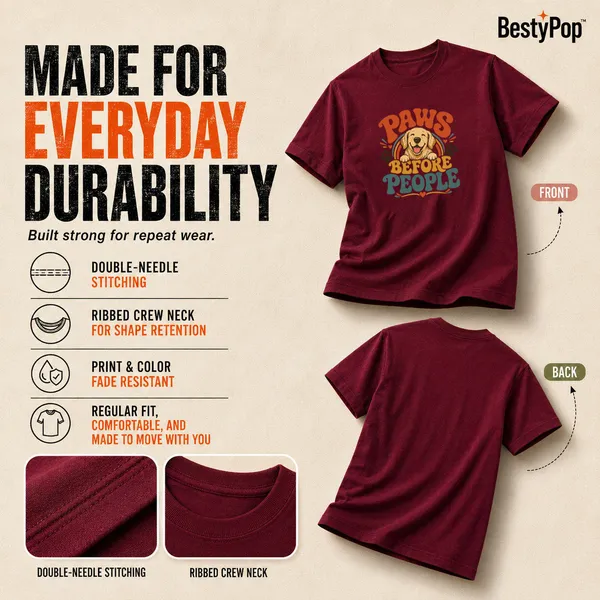 Dog_Lovers_Round_Neck_T-Shirts_For_Women_-_Happy_Paws_-_(170_Gsm)_Single_Jersey