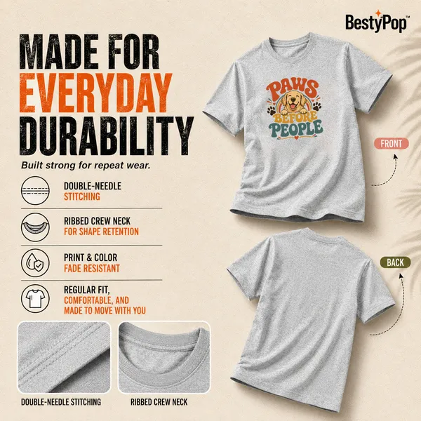 Dog_Lovers_Round_Neck_T-Shirts_For_Women_-_Happy_Paws_-_(170_Gsm)_Single_Jersey