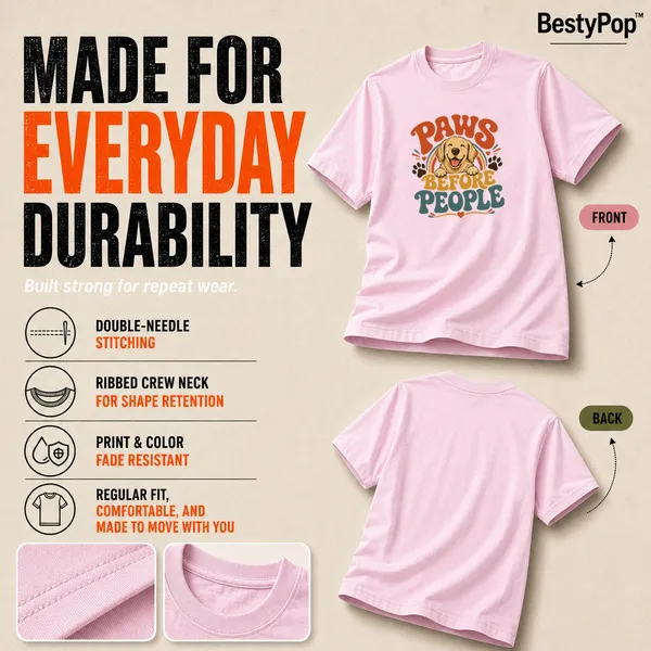 Dog_Lovers_Round_Neck_T-Shirts_For_Women_-_Happy_Paws_-_(170_Gsm)_Single_Jersey