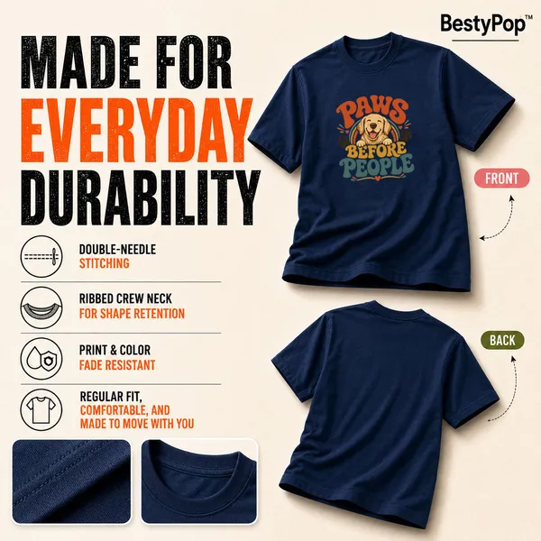 Dog_Lovers_Round_Neck_T-Shirts_For_Women_-_Happy_Paws_-_(170_Gsm)_Single_Jersey
