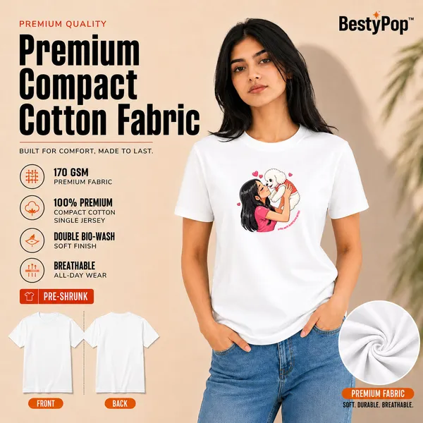 Dog_Lovers_Round_Neck_T-Shirts_For_Women_-_Paws_Love_-_(170_Gsm)_Single_Jersey