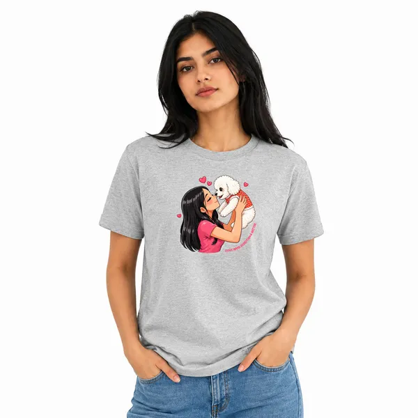 Dog_Lovers_Round_Neck_T-Shirts_For_Women_-_Paws_Love_-_(170_Gsm)_Single_Jersey