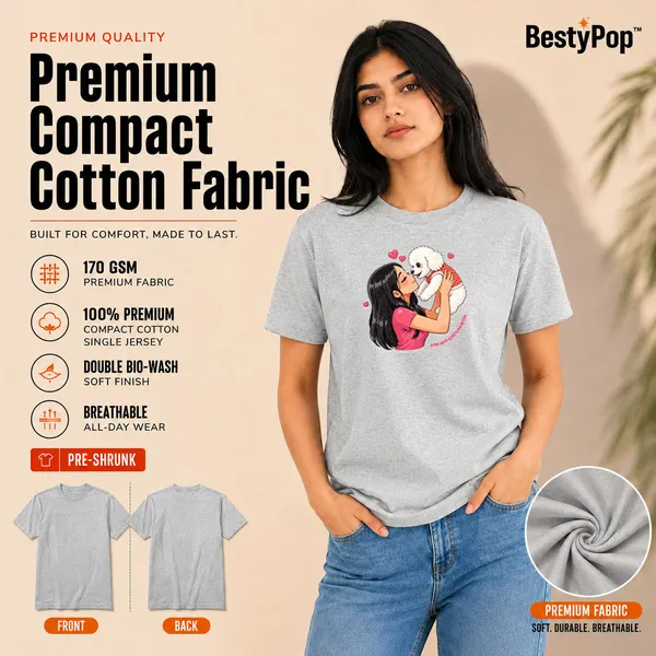 Dog_Lovers_Round_Neck_T-Shirts_For_Women_-_Paws_Love_-_(170_Gsm)_Single_Jersey