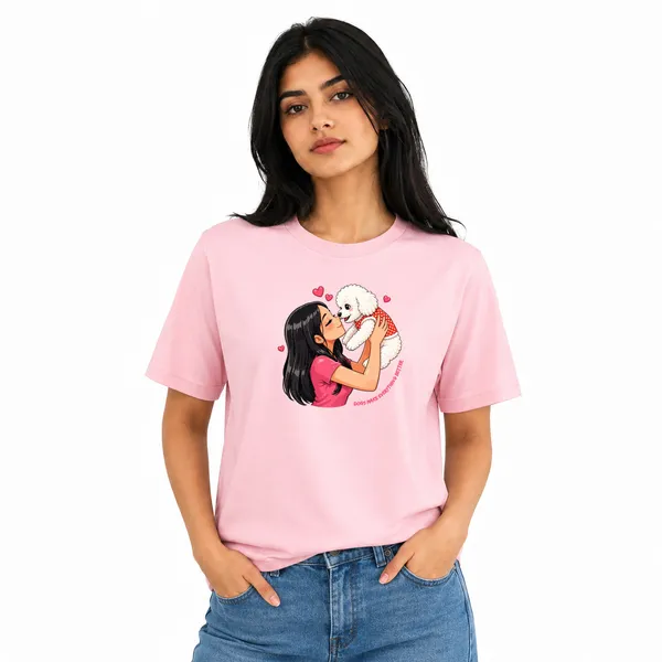 Dog_Lovers_Round_Neck_T-Shirts_For_Women_-_Paws_Love_-_(170_Gsm)_Single_Jersey