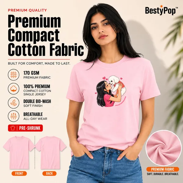 Dog_Lovers_Round_Neck_T-Shirts_For_Women_-_Paws_Love_-_(170_Gsm)_Single_Jersey