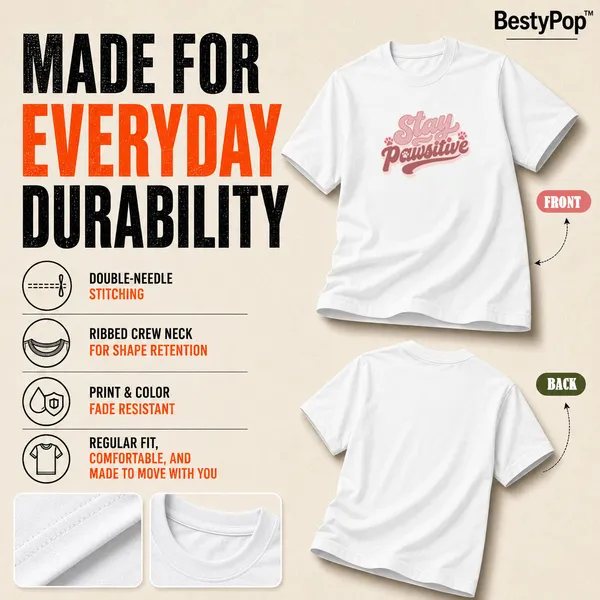 Dog_Lovers_Round_Neck_T-Shirts_For_Women_-_Stay_Pawsitive_-_(170_Gsm)_Single_Jersey