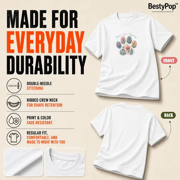 Dog_Lovers_Round_Neck_T-Shirts_For_Women_-_Paws_Love_Happiness_-_(170_Gsm)_Single_Jersey