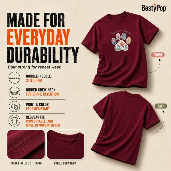 Dog_Lovers_Round_Neck_T-Shirts_For_Women_-_Paws_Love_Happiness_-_(170_Gsm)_Single_Jersey