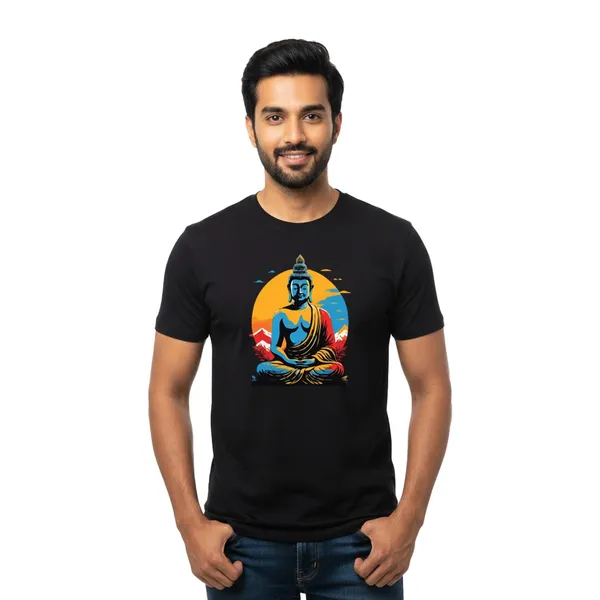 Mens_Graphic_Print_Round_Neck_T-Shirt_-_Buddha_(170_Gsm_Single_Jersey)