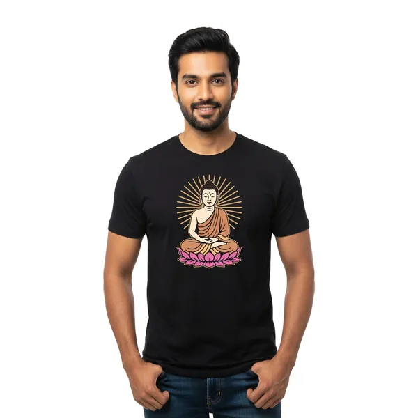 Mens_Graphic_Print_Round_Neck_T-Shirt_-_Buddha_(170_Gsm_Single_Jersey)
