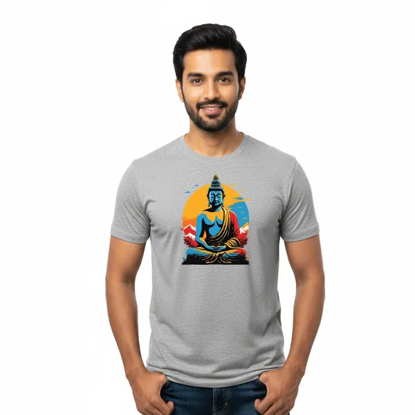 Mens_Graphic_Print_Round_Neck_T-Shirt_-_Buddha_(170_Gsm_Single_Jersey)