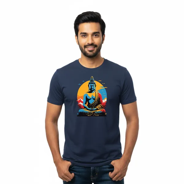 Mens_Graphic_Print_Round_Neck_T-Shirt_-_Buddha_(170_Gsm_Single_Jersey)