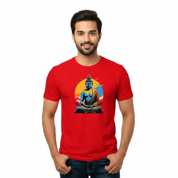 Mens_Graphic_Print_Round_Neck_T-Shirt_-_Buddha_(170_Gsm_Single_Jersey)