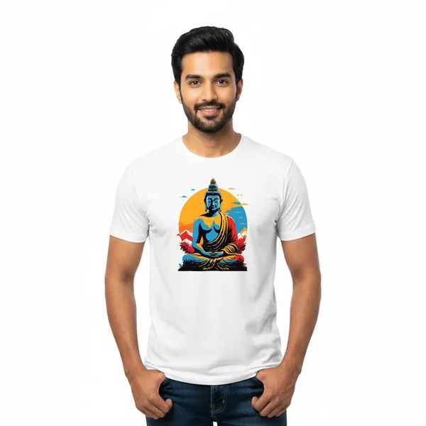 Mens_Graphic_Print_Round_Neck_T-Shirt_-_Buddha_(170_Gsm_Single_Jersey)