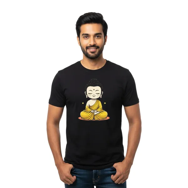 Mens_Graphic_Print_Round_Neck_T-Shirt_-_Buddha_(170_Gsm_Single_Jersey)