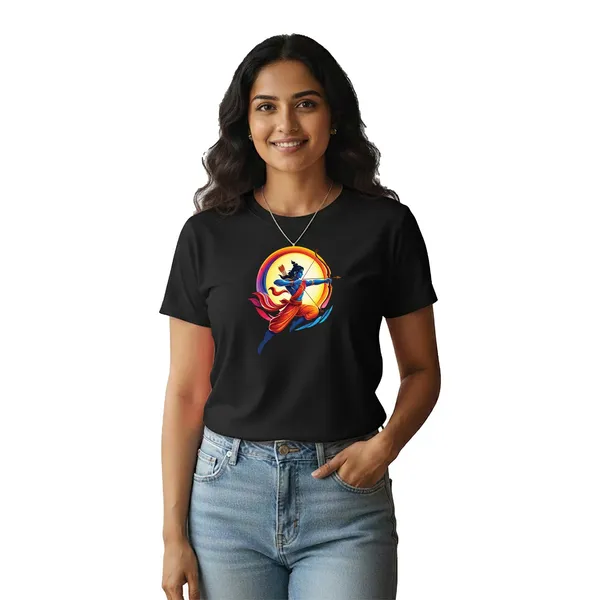 Womens_Graphic_Print_Round_Neck_T-Shirt_-_Jai_Shree_Ram_(170_Gsm_Single_Jersey)
