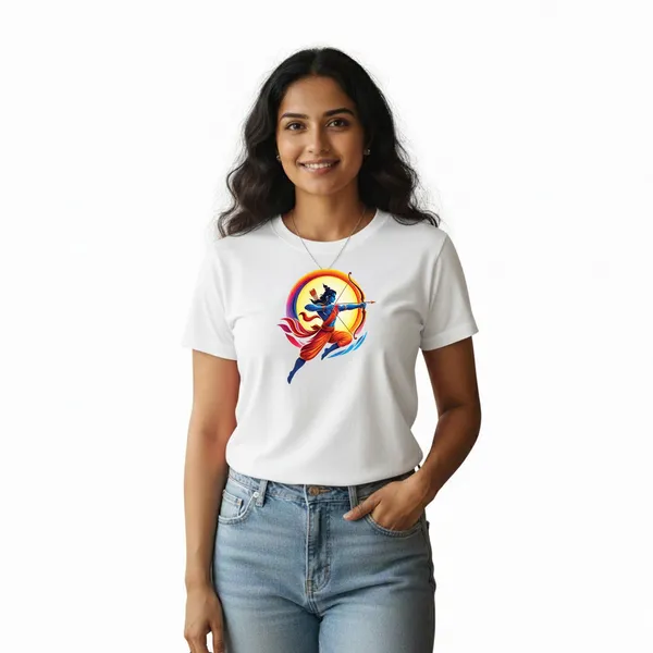 Womens_Graphic_Print_Round_Neck_T-Shirt_-_Jai_Shree_Ram_(170_Gsm_Single_Jersey)
