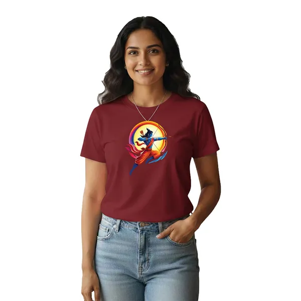 Womens_Graphic_Print_Round_Neck_T-Shirt_-_Jai_Shree_Ram_(170_Gsm_Single_Jersey)