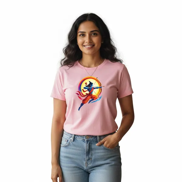 Womens_Graphic_Print_Round_Neck_T-Shirt_-_Jai_Shree_Ram_(170_Gsm_Single_Jersey)