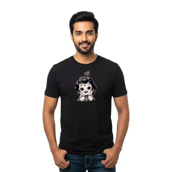 Mens_Graphic_Print_Round_Neck_T-Shirt_-_Krishna_(170_Gsm_Single_Jersey)