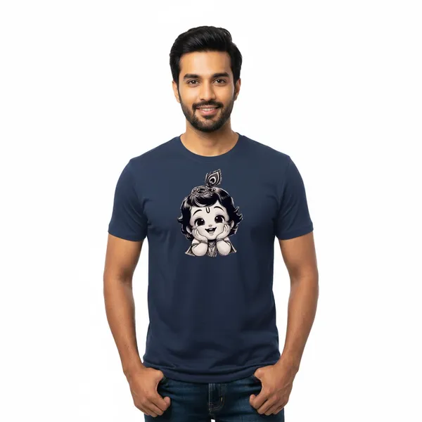 Mens_Graphic_Print_Round_Neck_T-Shirt_-_Krishna_(170_Gsm_Single_Jersey)