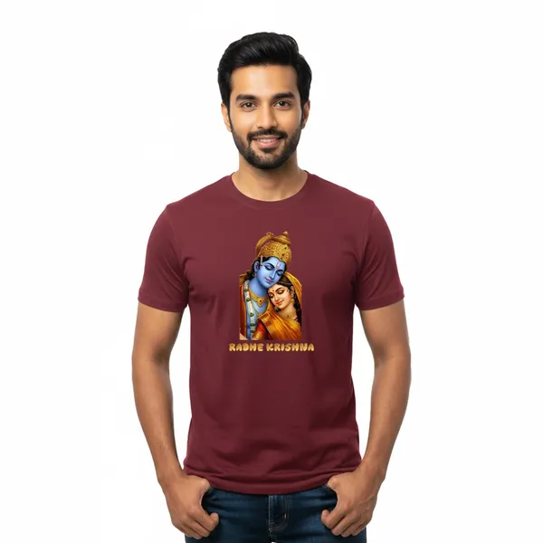 Mens_Graphic_Print_Round_Neck_T-Shirt_-_Krishna_(170_Gsm_Single_Jersey)