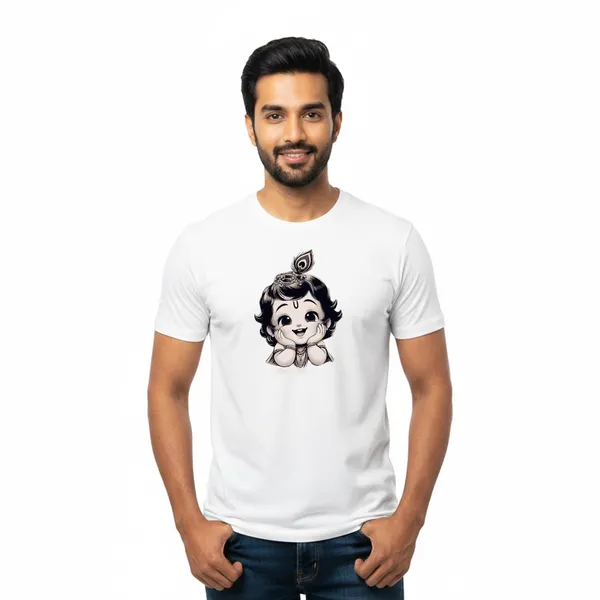 Mens_Graphic_Print_Round_Neck_T-Shirt_-_Krishna_(170_Gsm_Single_Jersey)