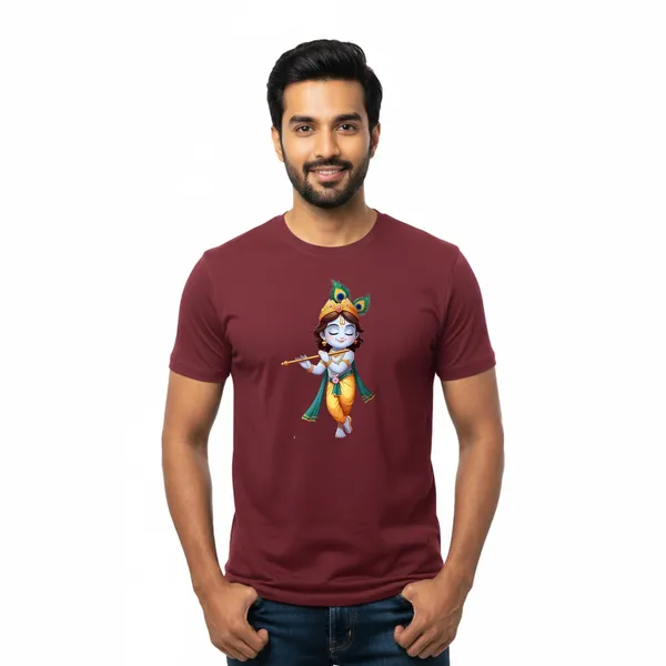 Mens_Graphic_Print_Round_Neck_T-Shirt_-_Krishna_(170_Gsm_Single_Jersey)