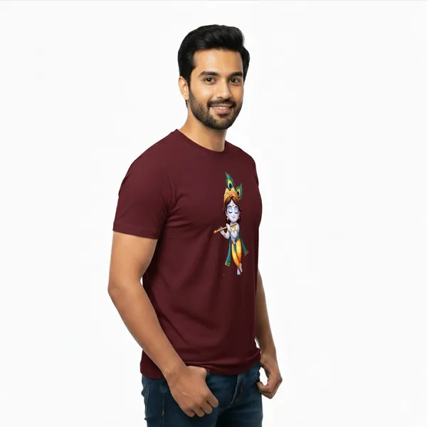 Mens_Graphic_Print_Round_Neck_T-Shirt_-_Krishna_(170_Gsm_Single_Jersey)