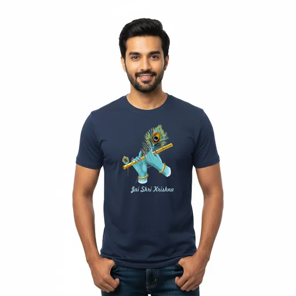 Mens_Graphic_Print_Round_Neck_T-Shirt_-_Krishna_(170_Gsm_Single_Jersey)