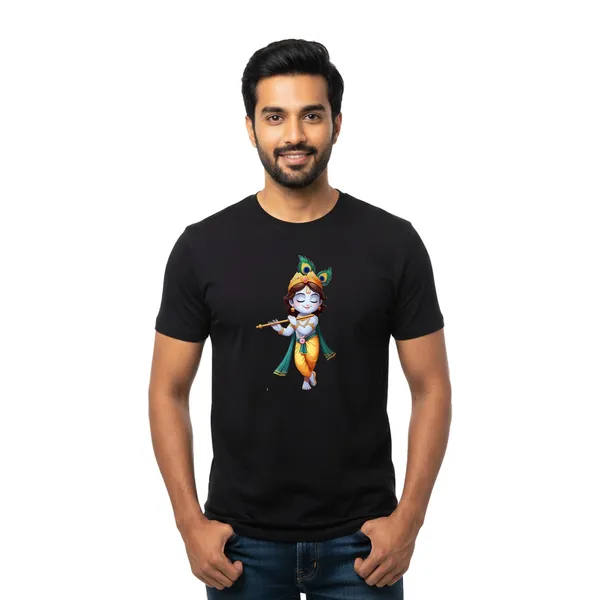 Mens_Graphic_Print_Round_Neck_T-Shirt_-_Krishna_(170_Gsm_Single_Jersey)