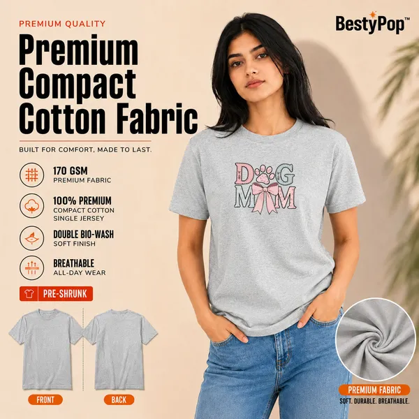 Dog_Lovers_Round_Neck_T-Shirts_For_Women_-_Dog_Mom_-_(170_Gsm)_Single_Jersey