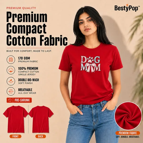 Dog_Lovers_Round_Neck_T-Shirts_For_Women_-_Dog_Mom_-_(170_Gsm)_Single_Jersey