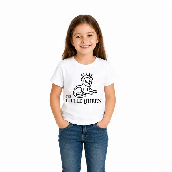 Lion_Family_Matching_Round_Neck_T-Shirt_For_Daughter_–The_Little_Queen_-_(170_Gsm)_Single_Jersey