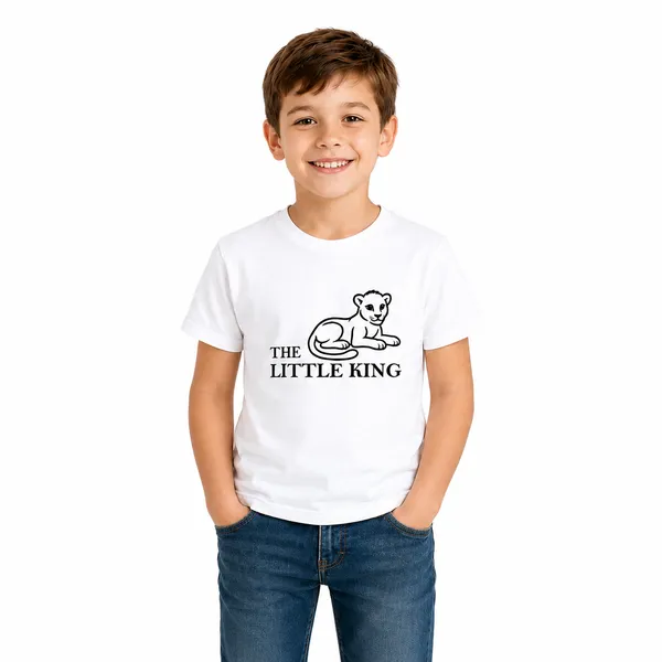 Lion_Family_Matching_Round_Neck_T-Shirt_For_Son_–The_Little_King_-_(170_Gsm)_Single_Jersey