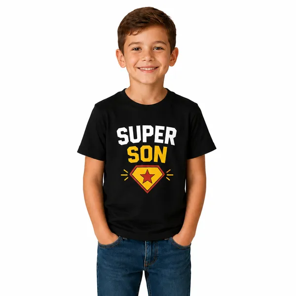 Superhero_Family_Round_Neck_T-Shirt_For_Son_-_Super_Son_-_(170_Gsm)_Single_Jersey