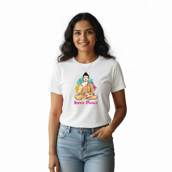 Womens_Graphic_Print_Round_Neck_T-Shirt_-_Buddha_(170_Gsm_Single_Jersey)