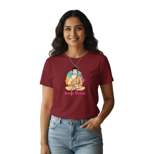 Womens_Graphic_Print_Round_Neck_T-Shirt_-_Buddha_(170_Gsm_Single_Jersey)
