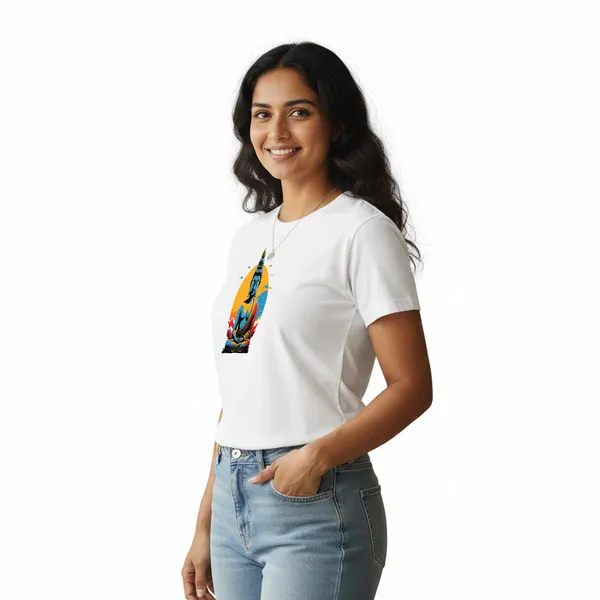 Womens_Graphic_Print_Round_Neck_T-Shirt_-_Buddha_(170_Gsm_Single_Jersey)