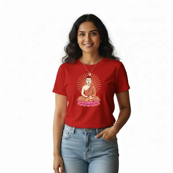 Womens_Graphic_Print_Round_Neck_T-Shirt_-_Buddha_(170_Gsm_Single_Jersey)