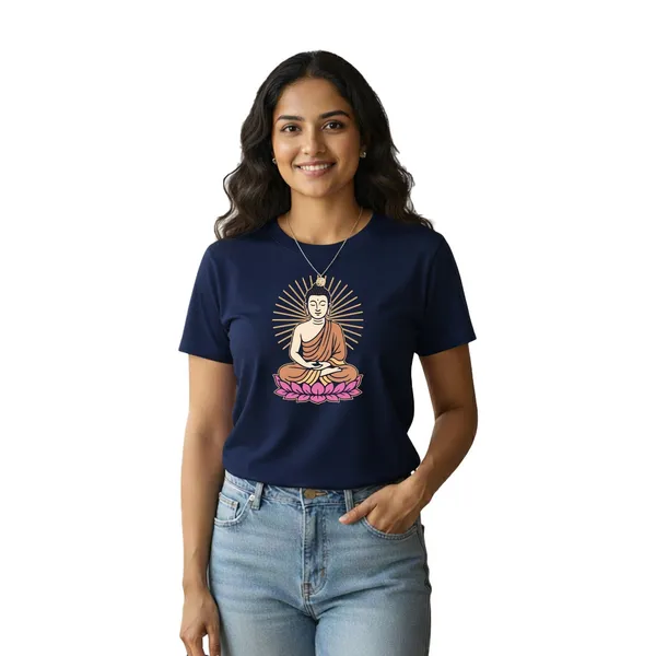 Womens_Graphic_Print_Round_Neck_T-Shirt_-_Buddha_(170_Gsm_Single_Jersey)